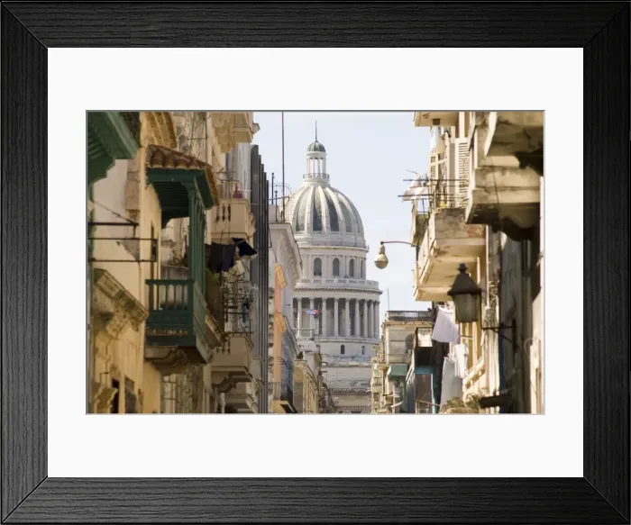 Framed Print : A view of the Capitolio seen through the streets of Habana Vieja (old town) Framed Print : A view of the Capitolio seen through the streets of Habana Vieja (old town)