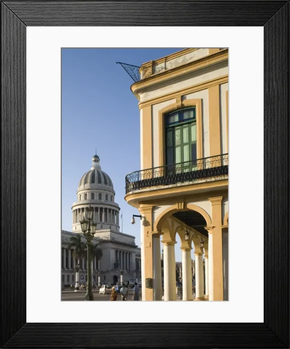 Framed Print : A view of the Capitolio and nearby colonial style arcade in central Havana Framed Print : A view of the Capitolio and nearby colonial style arcade in central Havana