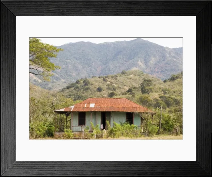 Framed Print : A typical tin roofed house in the mountains near Santiago de Cuba, Cuba Framed Print : A typical tin roofed house in the mountains near Santiago de Cuba, Cuba