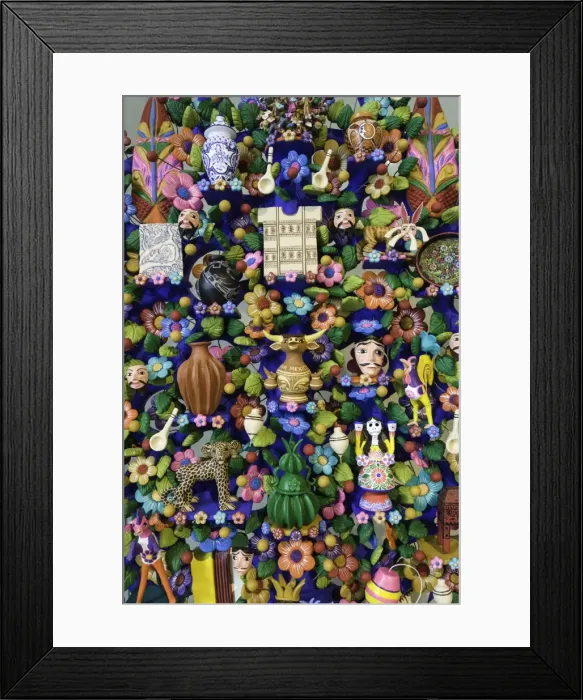 Framed Print : Close up of a traditional Tree of Life, a themed clay sculpture typical to central Mexico