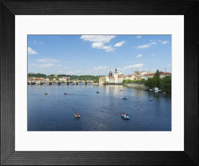 Framed Print : Vltava River and Charles Bridge on a sunny spring day, Prague, Czech Republic, Europe Framed Print : Vltava River and Charles Bridge on a sunny spring day, Prague, Czech Republic, Europe