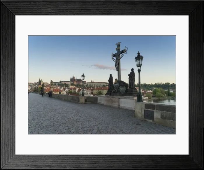 Framed Print : Early morning on Charles Bridge, UNESCO World Heritage Site, Prague, Czech Republic
