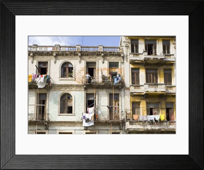Framed Print : Laundry hanging from the balcony of buildings central Havana, Cuba, West Indies Framed Print : Laundry hanging from the balcony of buildings central Havana, Cuba, West Indies