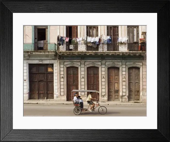 Framed Print : People riding in a rickshaw, central Havana, Cuba, West Indies, Central America Framed Print : People riding in a rickshaw, central Havana, Cuba, West Indies, Central America