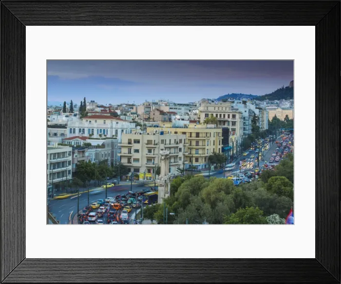 Framed Print : View of Leoforos Vasilissis Amalias towards Lykavittos Hill, Athens, Greece, Europe
