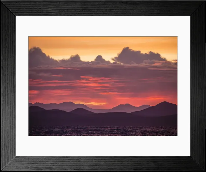 Framed Print : Intense clouds and sunset over Baja Peninsula from Isla Ildefonso, Baja California Sur Framed Print : Intense clouds and sunset over Baja Peninsula from Isla Ildefonso, Baja California Sur