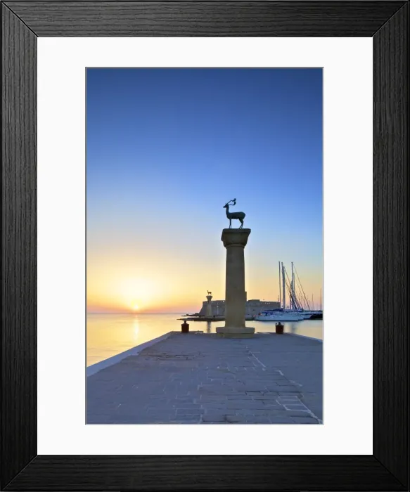 Framed Print : Bronze Doe and Stag statues at the entrance to Mandraki Harbour, Rhodes, Dodecanese Framed Print : Bronze Doe and Stag statues at the entrance to Mandraki Harbour, Rhodes, Dodecanese
