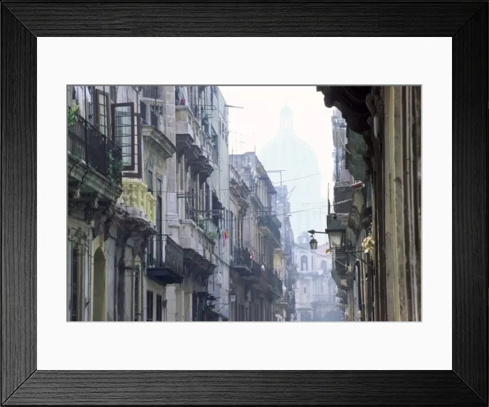 Framed Print : Street scene in Havana Viejo, with Capitolio Nacional in background, Havana (La Habana) Framed Print : Street scene in Havana Viejo, with Capitolio Nacional in background, Havana (La Habana)