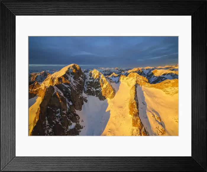 Framed Print : Aerial view of peak Cengalo at sunset, Masino Valley, Valtellina, Lombardy, Italy, Europe Framed Print : Aerial view of peak Cengalo at sunset, Masino Valley, Valtellina, Lombardy, Italy, Europe