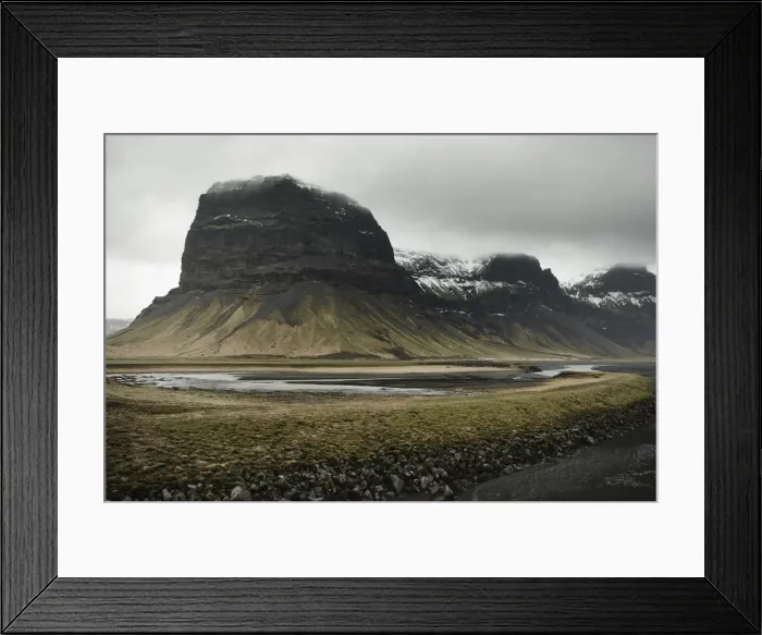 Framed Print : Mountainous landscape along the south coast of the island, Icelandic road trip along route 1 Framed Print : Mountainous landscape along the south coast of the island, Icelandic road trip along route 1