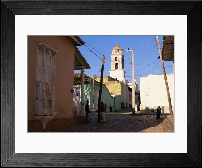 Framed Print : Street scene with church belltower, Trinidad, UNESCO World Heritage Site Framed Print : Street scene with church belltower, Trinidad, UNESCO World Heritage Site