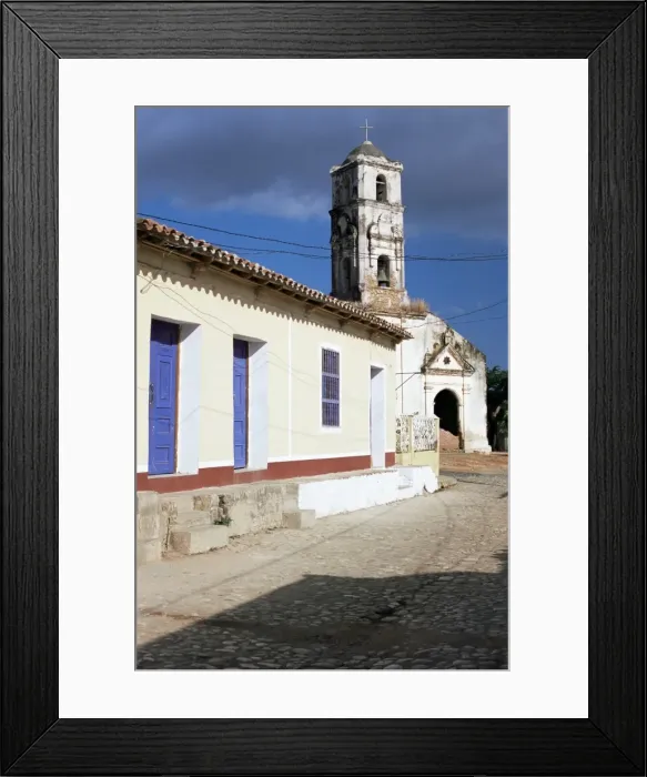 Framed Print : Street scene with church belltower, Trinidad, UNESCO World Heritage Site Framed Print : Street scene with church belltower, Trinidad, UNESCO World Heritage Site