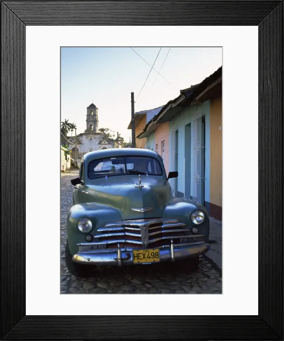 Framed Print : Old American car parked on cobbled street, Trinidad, Cuba, West Indies, Central America Framed Print : Old American car parked on cobbled street, Trinidad, Cuba, West Indies, Central America