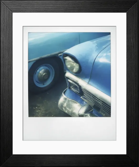 Framed Print : Polaroid of classic blue American car, Havana, Cuba, West Indies, Central America Framed Print : Polaroid of classic blue American car, Havana, Cuba, West Indies, Central America