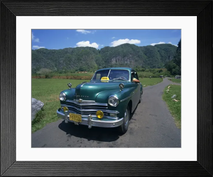 Framed Print : A green Plymouth taxi, a classic pre-Castro American car, in Two Sisters Valley Framed Print : A green Plymouth taxi, a classic pre-Castro American car, in Two Sisters Valley