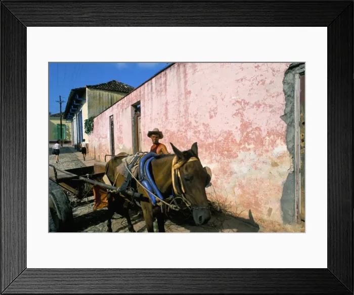 Framed Print : Horse-drawn cart in street of the colonial city, Trinidad, Sancti Spiritus region Framed Print : Horse-drawn cart in street of the colonial city, Trinidad, Sancti Spiritus region