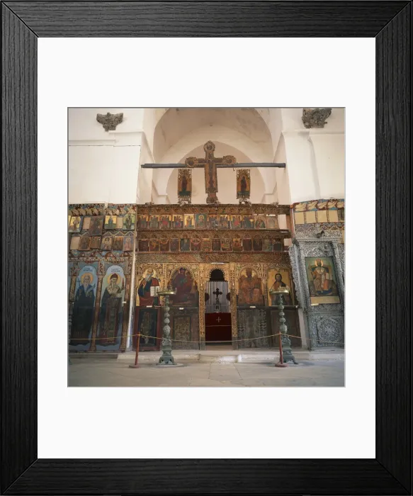 Framed Print : Iconostasis with goldwork and paintings in former monastery of Apostolos Varnavas, St Framed Print : Iconostasis with goldwork and paintings in former monastery of Apostolos Varnavas, St