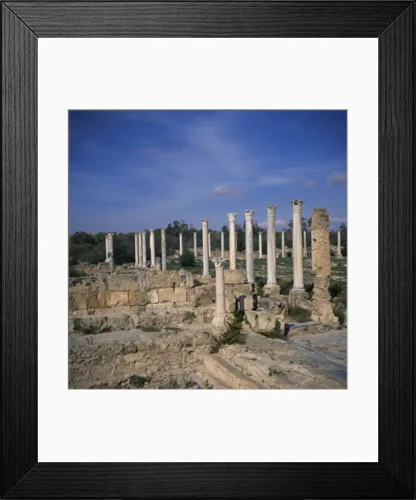 Framed Print : Columns of Hellenistic gymnasium rebuilt by the Romans, and Palaestra exercise ground Framed Print : Columns of Hellenistic gymnasium rebuilt by the Romans, and Palaestra exercise ground