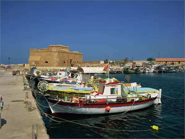 Fishing boats in the harbour at Paphos, Cyprus, Mediterranean, Europe