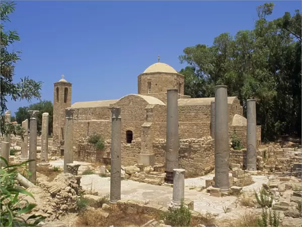 Columns and ruins at St. Pauls Church, Paphos, Cyprus, Europe