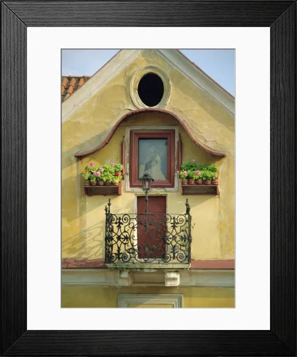 Framed Print : Old building with balcony, Prague, Czech Republic Framed Print : Old building with balcony, Prague, Czech Republic