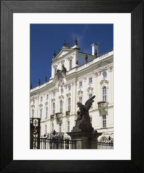 Framed Print : Statue of battling titans in foreground, Archbishopss Palace, Prague Framed Print : Statue of battling titans in foreground, Archbishopss Palace, Prague