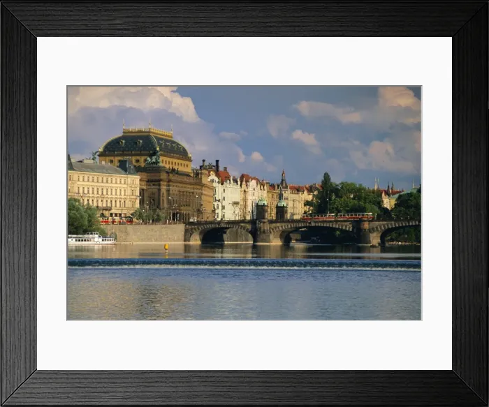 Framed Print : The National Theatre and houses along the Vltava River, Prague, Czech Republic, Europe Framed Print : The National Theatre and houses along the Vltava River, Prague, Czech Republic, Europe
