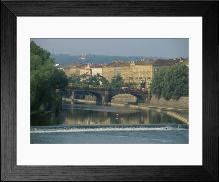 Framed Print : Bridge and weir on the River Vltava, Prague, Czech Republic, Europe Framed Print : Bridge and weir on the River Vltava, Prague, Czech Republic, Europe