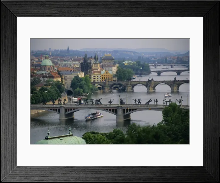 Framed Print : Manesuv Bridge with modern sculpture over the Vltava River, Prague, Czech Republic Framed Print : Manesuv Bridge with modern sculpture over the Vltava River, Prague, Czech Republic