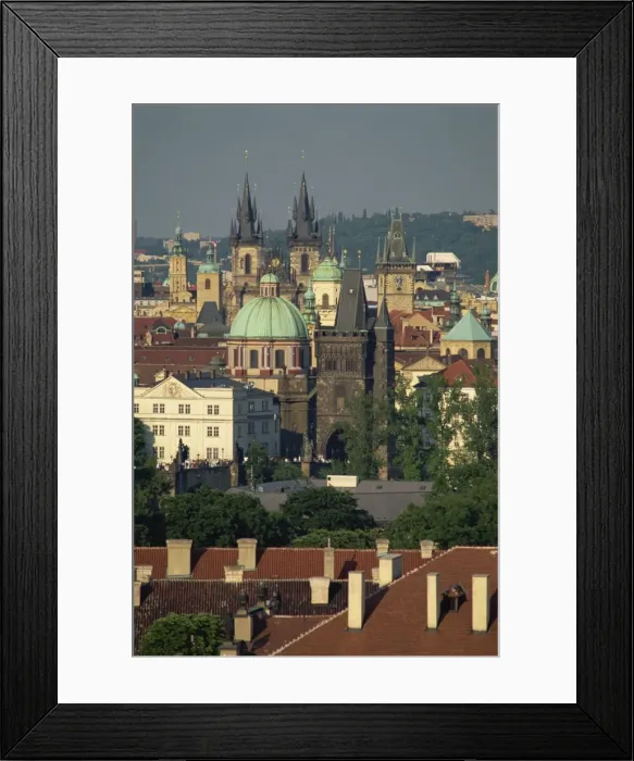 Framed Print : Skyline of the Stare Mesto district including Tyn Church, Charles Bridge Framed Print : Skyline of the Stare Mesto district including Tyn Church, Charles Bridge