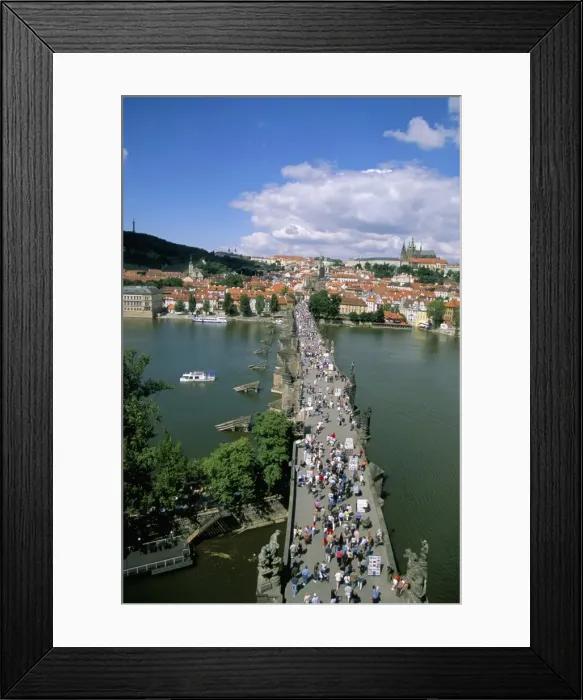 Framed Print : View of Charles Bridge over Vltava River from Old Town Bridge Tower, Prague Framed Print : View of Charles Bridge over Vltava River from Old Town Bridge Tower, Prague