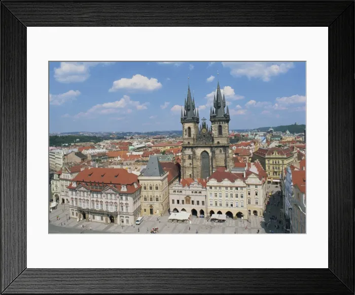 Framed Print : Skyline including the Tyn Church on the Old Town Square in the city of Prague Framed Print : Skyline including the Tyn Church on the Old Town Square in the city of Prague