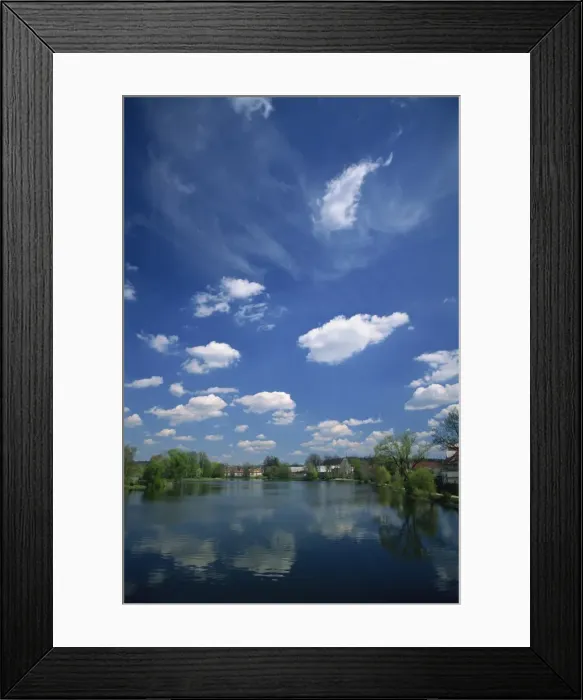 Framed Print : Clouds reflected in a tranquil fishpond in the town of Telc in South Moravia Framed Print : Clouds reflected in a tranquil fishpond in the town of Telc in South Moravia