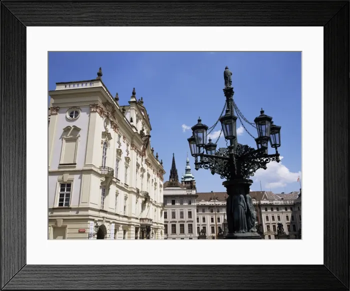Framed Print : Ornate street lamp outside Archbishops Palace, Prague, Czech Republic, Europe Framed Print : Ornate street lamp outside Archbishops Palace, Prague, Czech Republic, Europe