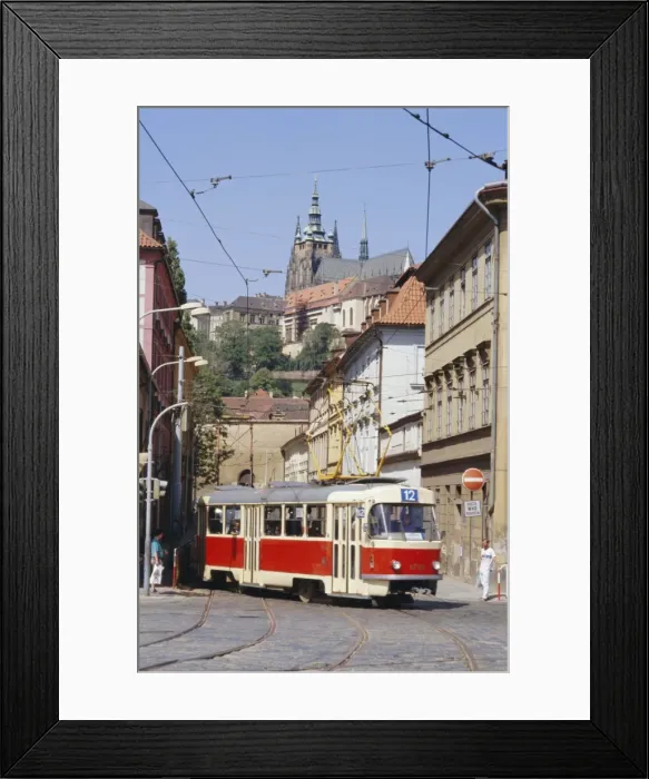 Framed Print : Tram in the Lesser Quarter, Prague, Czech Republic, Europe Framed Print : Tram in the Lesser Quarter, Prague, Czech Republic, Europe