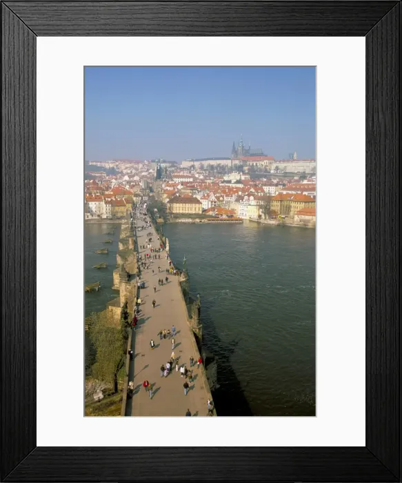 Framed Print : Elevated view over Charles Bridge, Vltava River and Mala Strana, Prague Framed Print : Elevated view over Charles Bridge, Vltava River and Mala Strana, Prague