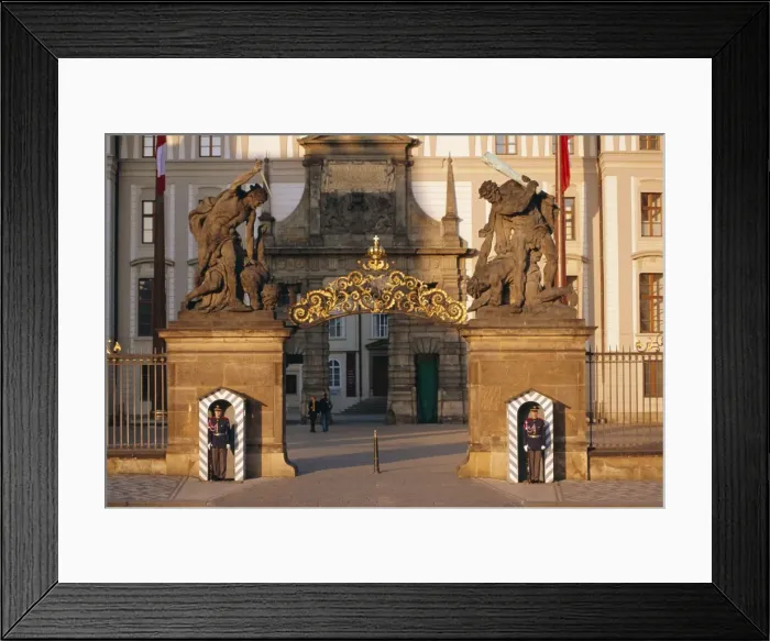 Framed Print : Palace guards outside first courtyard, Prague Castle, Prague, Czech Republic, Europe