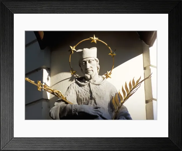 Framed Print : Statue of Czech St. John of Nepomuk, most popular saint in Central Europe Framed Print : Statue of Czech St. John of Nepomuk, most popular saint in Central Europe