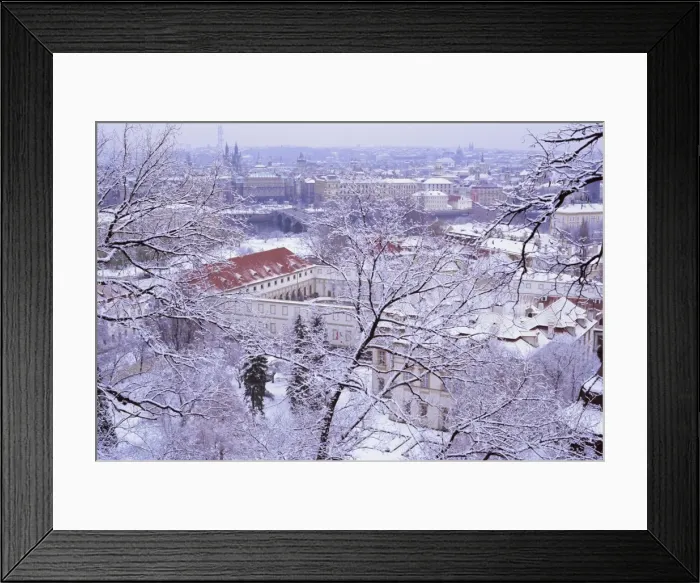 Framed Print : Snow covered Mala Strana and Stare Mesto rooftops, Prague, Czech Republic, Europe Framed Print : Snow covered Mala Strana and Stare Mesto rooftops, Prague, Czech Republic, Europe