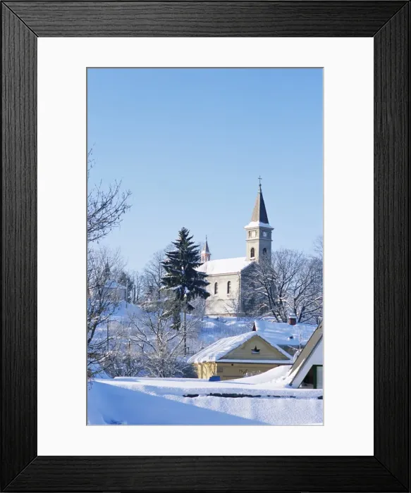 Framed Print : Catholic church in village of Luceny nad Nisou, Jizerske mountains, Luceny nad Nisou Framed Print : Catholic church in village of Luceny nad Nisou, Jizerske mountains, Luceny nad Nisou