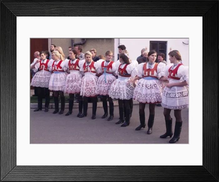 Framed Print : Girls in traditional dress lined up during ceremony, Dress Feast with Wreath Framed Print : Girls in traditional dress lined up during ceremony, Dress Feast with Wreath