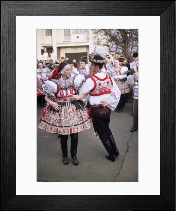 Framed Print : Chosen couple in traditional dress, dancing, St. Martin Feast with Wreath Festival Framed Print : Chosen couple in traditional dress, dancing, St. Martin Feast with Wreath Festival