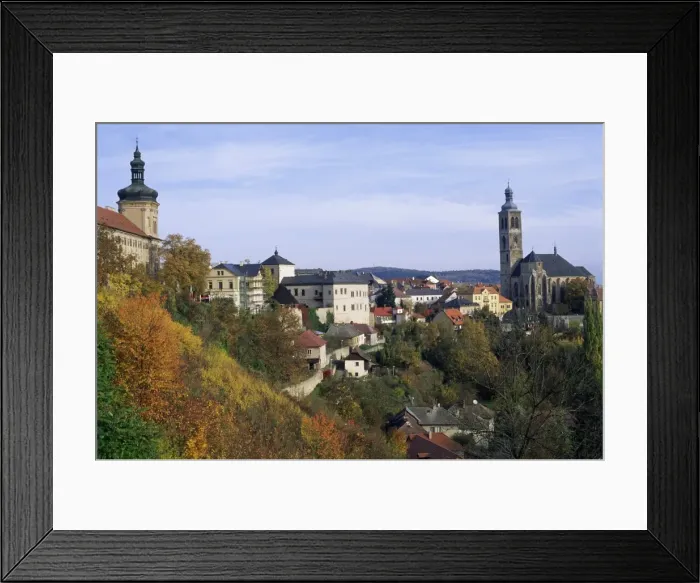 Framed Print : Church of St. James dating from 1330 and historical centre in autumn, Kutna Hora town Framed Print : Church of St. James dating from 1330 and historical centre in autumn, Kutna Hora town