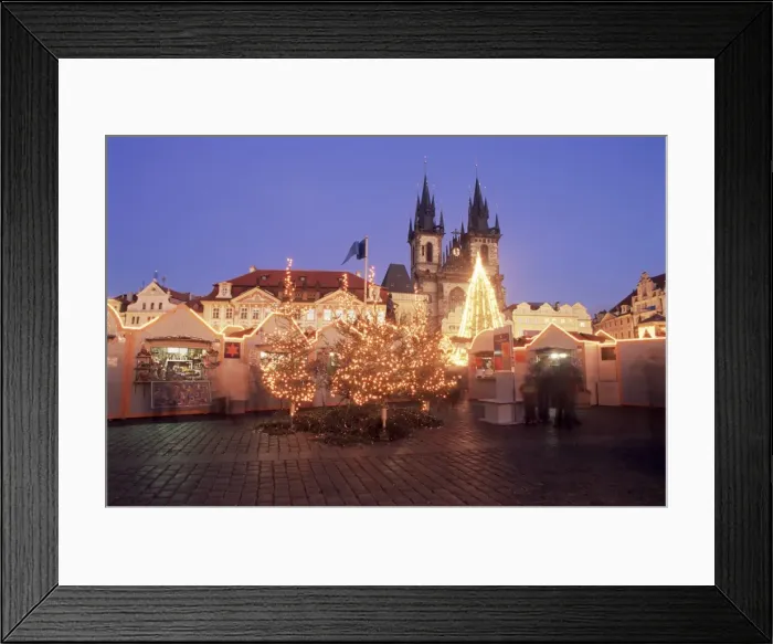 Framed Print : Christmas market and tree with Gothic Church of our Lady before Tyn at Staromestske namesti Framed Print : Christmas market and tree with Gothic Church of our Lady before Tyn at Staromestske namesti