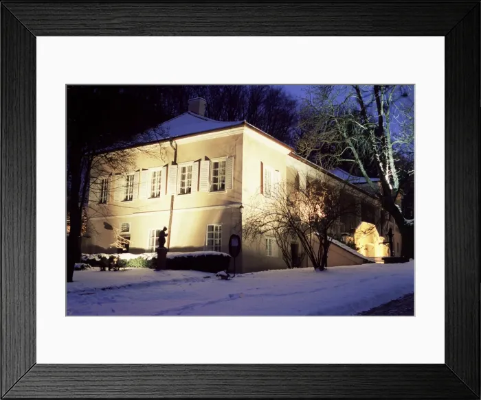 Framed Print : Snow covered Baroque Bertramka villa where Amadeus Mozart lived during his stay in Prague Framed Print : Snow covered Baroque Bertramka villa where Amadeus Mozart lived during his stay in Prague