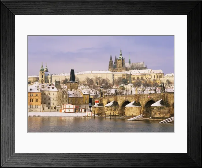 Framed Print : Prague Castle, Charles Bridge, Vltava River and suburb of Mala Strana, Prague Framed Print : Prague Castle, Charles Bridge, Vltava River and suburb of Mala Strana, Prague