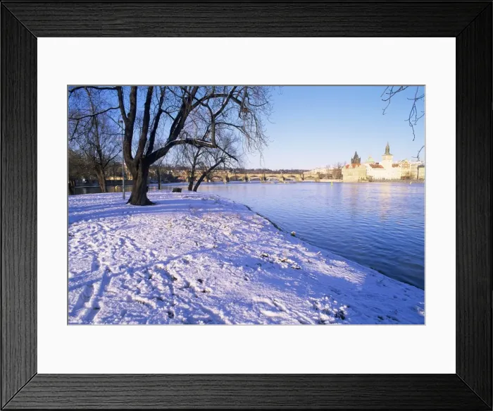 Framed Print : Strelecky Island, Vltava River and Old Town in winter, Mala Strana, Prague Framed Print : Strelecky Island, Vltava River and Old Town in winter, Mala Strana, Prague