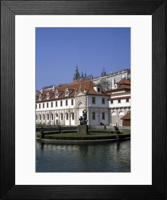 Framed Print : The Valdstejn Garden and Palace, with Prague castle above, Mala Strana Framed Print : The Valdstejn Garden and Palace, with Prague castle above, Mala Strana