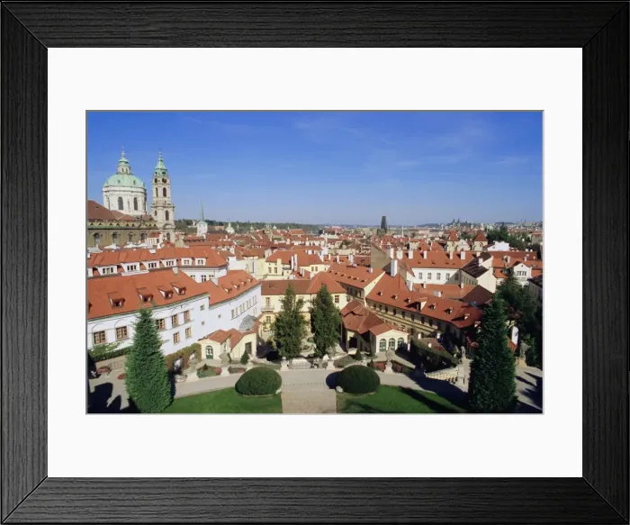 Framed Print : Baroque St. Nicholas Church and Mala Strana roofs from Vrtbovska Garden Framed Print : Baroque St. Nicholas Church and Mala Strana roofs from Vrtbovska Garden