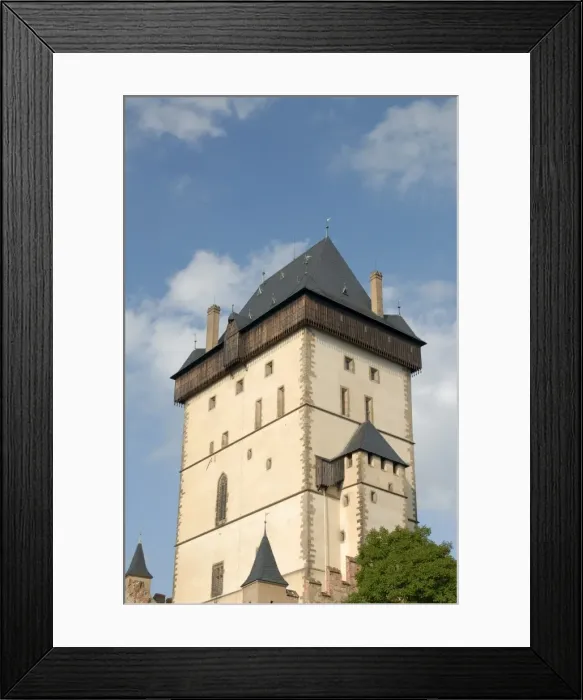 Framed Print : Tower of the Gothic Castle of Karlstejn dating from1348, the most visited castle by tourists in country, village of Karlstejn, Central Bohemia, Czech Framed Print : Tower of the Gothic Castle of Karlstejn dating from1348, the most visited castle by tourists in country, village of Karlstejn, Central Bohemia, Czech
